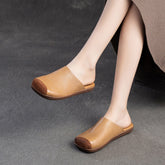 Women Retro Soft Leather Flat Casual Mules Newgew Shoes